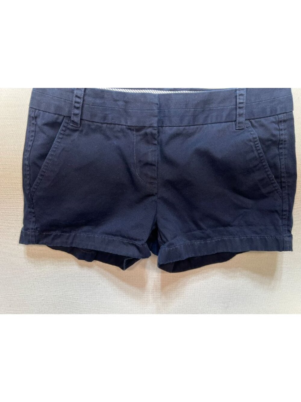 J.Crew Women's Cotton Chino Shorts Flat Front Size 2 Navy Blue Solid Pockets - Picture 6 of 10